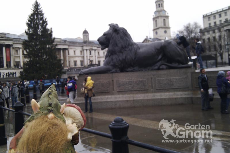 Der GartenGnom am Trafalgar Square in London.