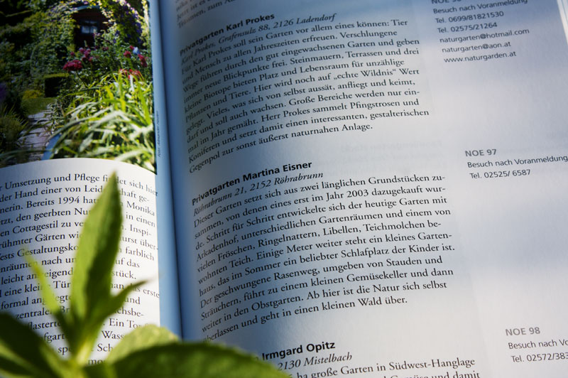 Inhalt des Garten-Reiseführer für Österreich